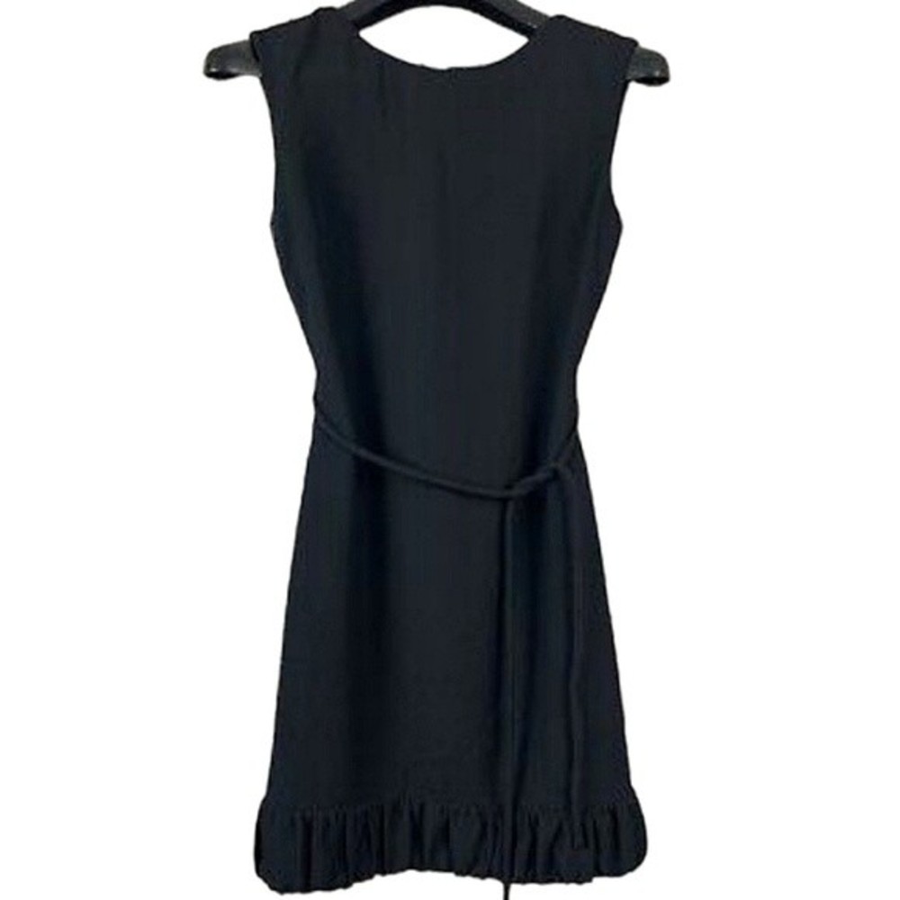 Talbots Sleeveless Belted Ruffle Botton Little Black Sheath Dress 4